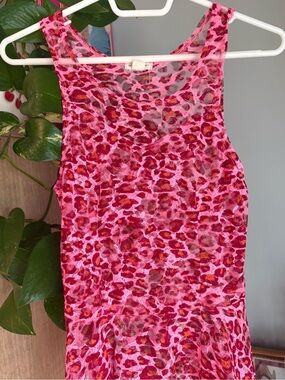 Unique Y2K Pink Animal/Cheetah Print Mesh Sheer Tank Top